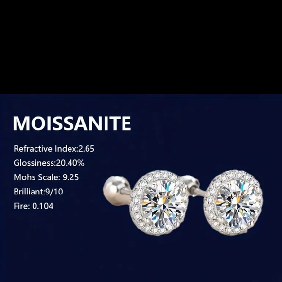 GRA CERTIFIED 1ct MOISSANITE SCREW BACK EARRINGS IN 18k PLATING STERLING SILVER - Picture 2 of 7